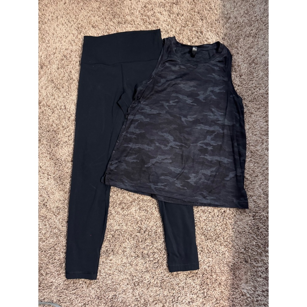 KYODAN Camo Workout Tank & HeyNuts Black Leggings Women's Small Activewear Set